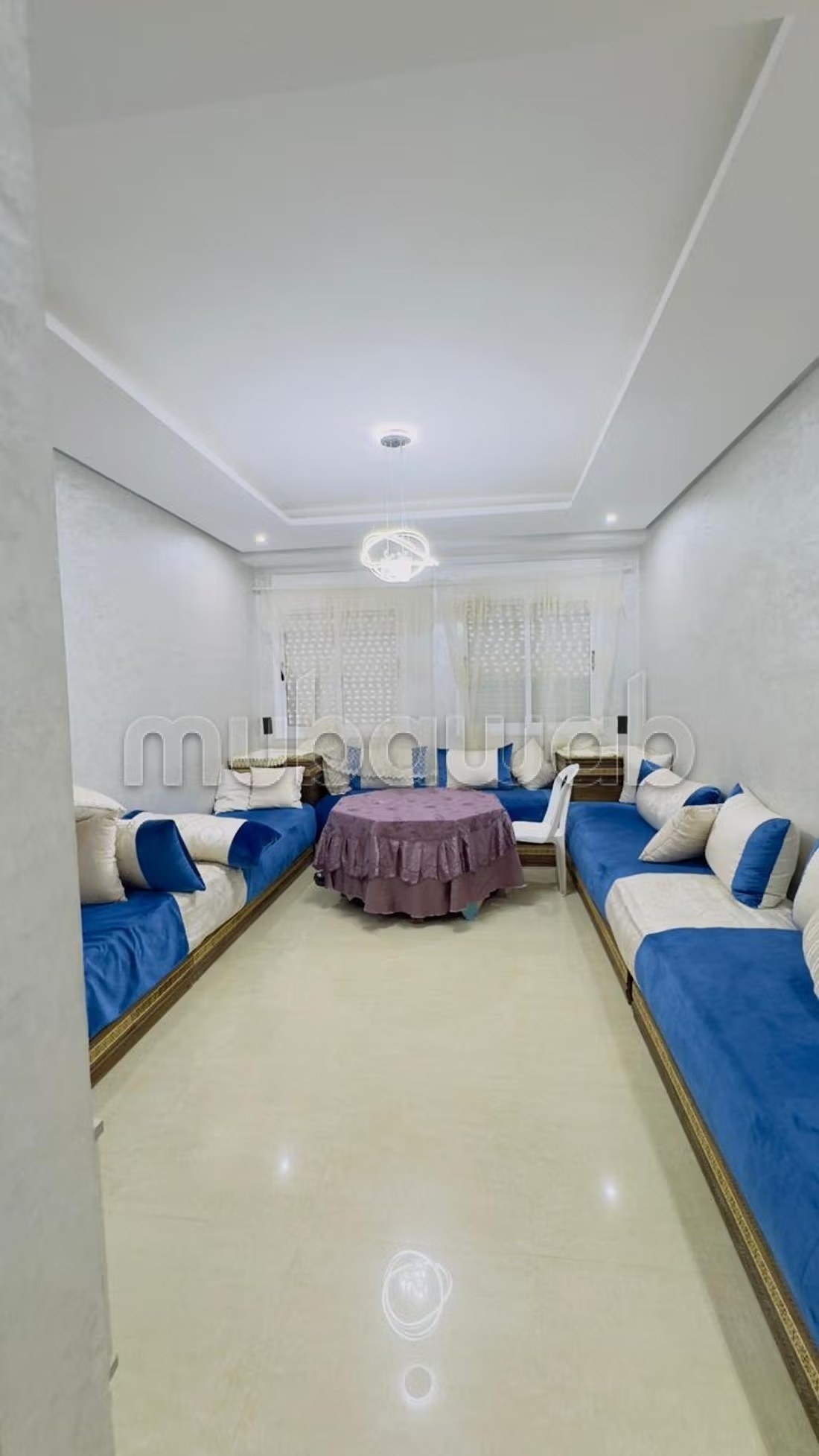 Appartements à louer à Bel Air Val fleuri. Surface totale 60 m². Salon typique marocain, résidence sécurisée