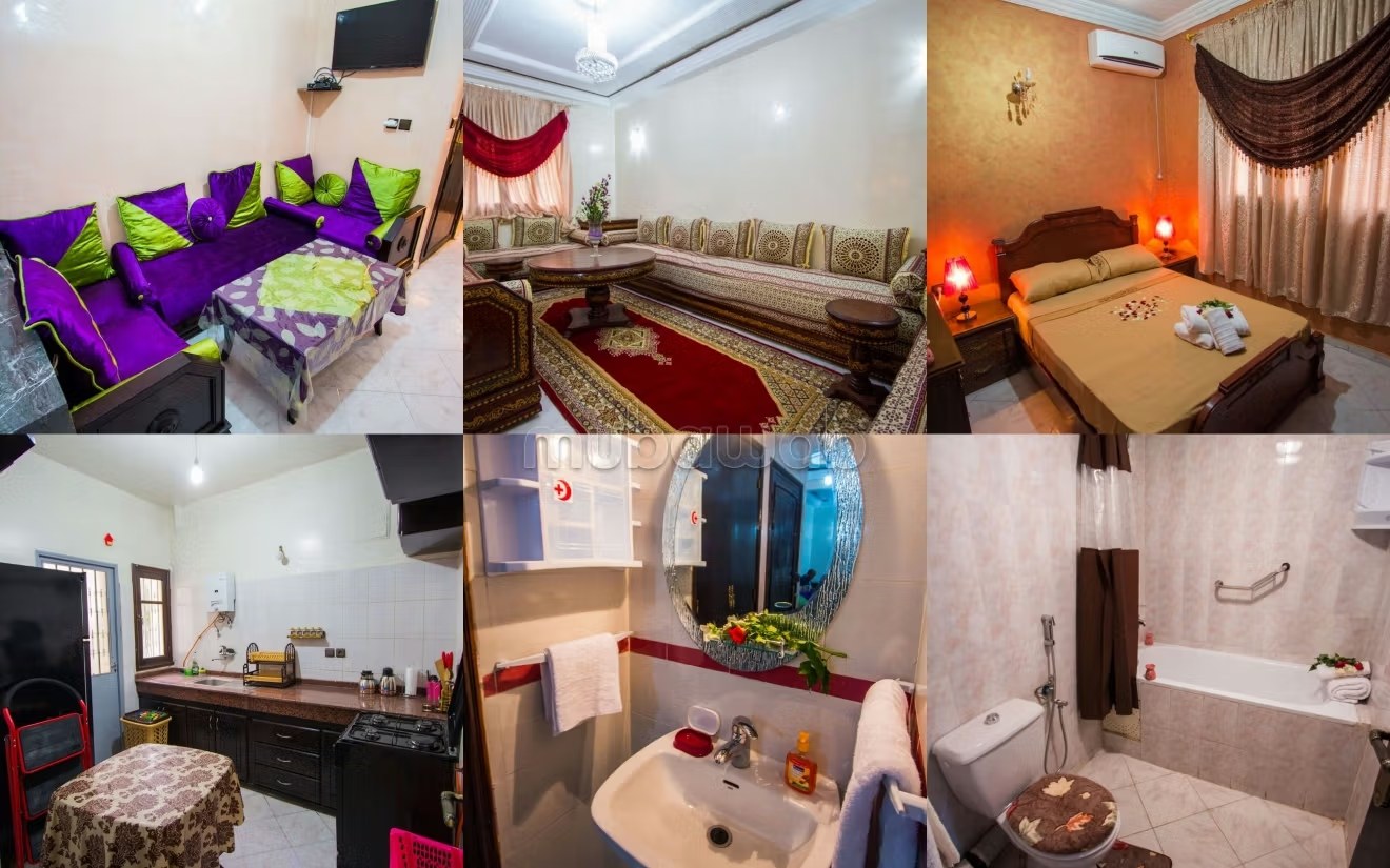 Appartements à louer à Saada. 3 pièces confortables. Système de parabole et salon marocain